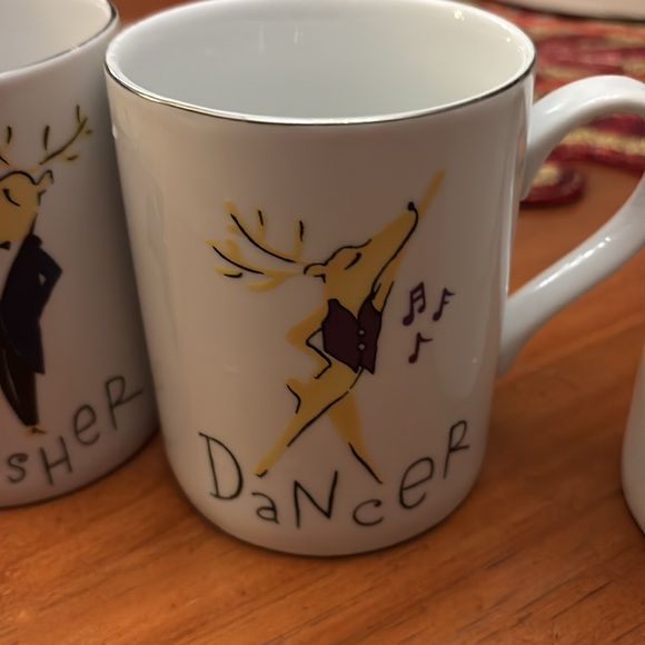 Pottery Barn Reindeer mugs. Dancer- Dasher and Prancer. - Picture 3 of 6